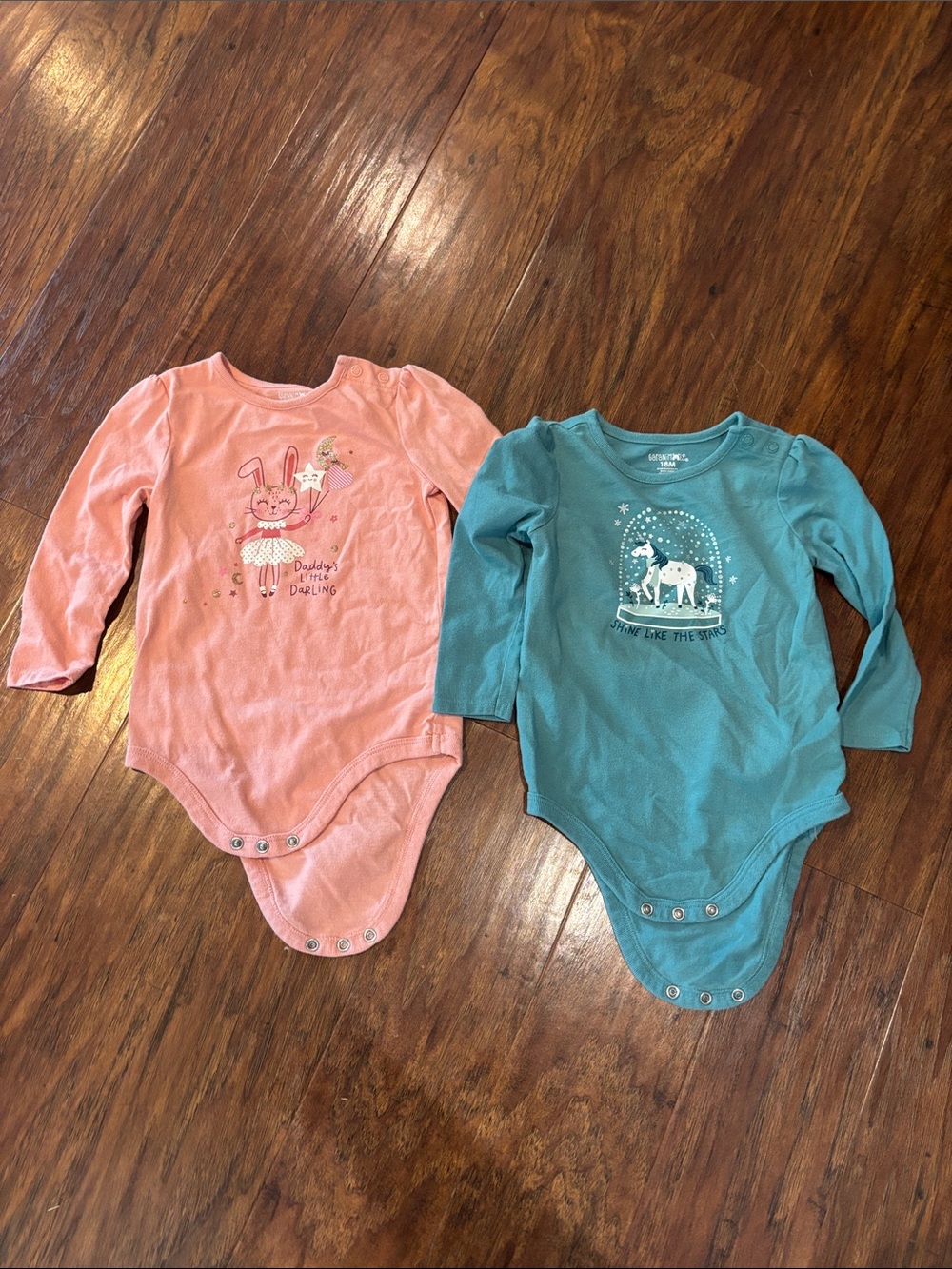 Garanimals Long-Sleeve One-Piece Bodysuit - Pink & Teal